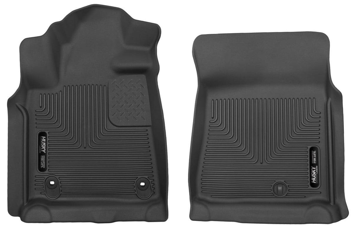 Husky Liners X-act Contour Floor Mats | Fits 2012-2021 Toyota Tundra, CrewMax & Double Cab (12-17 Reg Cab), 2012-2022 Toyota Sequoia | Front Row, 2-pc Black - 53711
