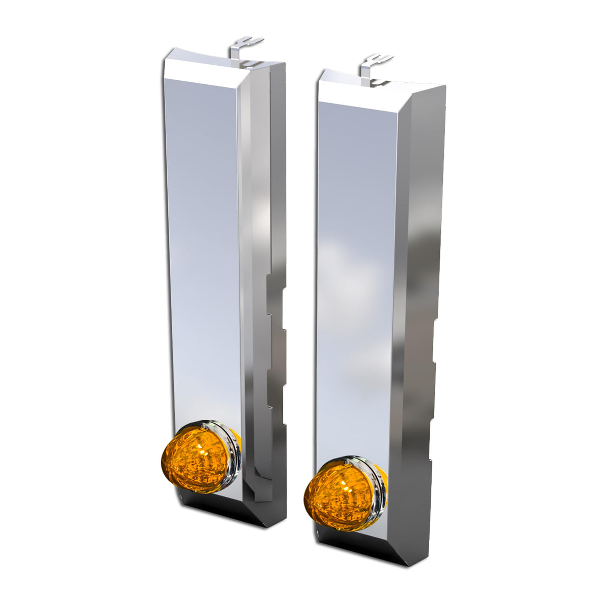 RoadWorks Peterbilt 589 Front Breather Lights with (2) Watermelon Amber/Amber LED Lights | 32066WM