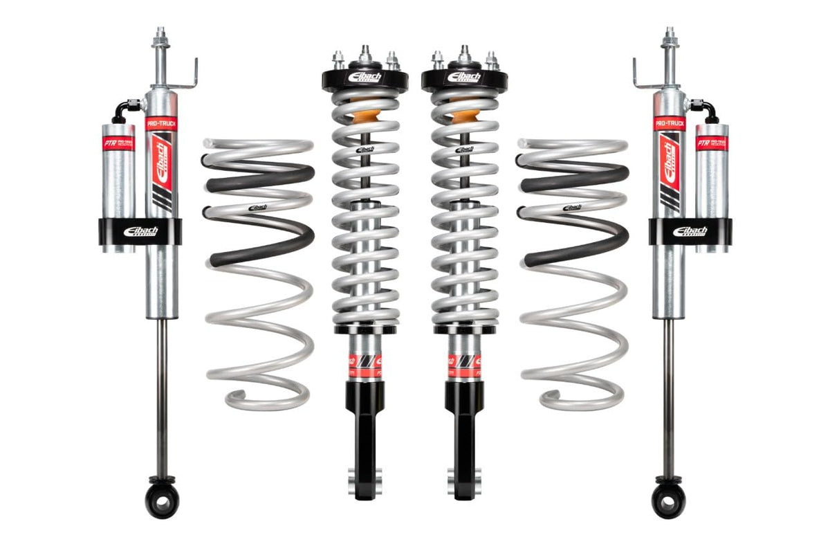 Eibach Suspension Lift Kit, PRO-TRUCK-LIFT STAGE 2R, 0 to 2.5 in Front Lift, 1 in Rear Lift, Reservoirs/Springs/Shocks, compatible with Toyota Midsize Truck 2024-25, Kit