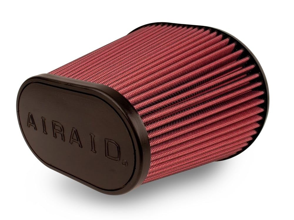 Airaid 721-479 Universal Clamp-On Air Filter: Oval Tapered; 6 in (152 mm) Flange ID; 7 in (178 mm) Height; 9 in x 7.25 in (229 mm x 184 mm) Base; 6.25 in x 3.75 in (159 mm x95 mm) Top