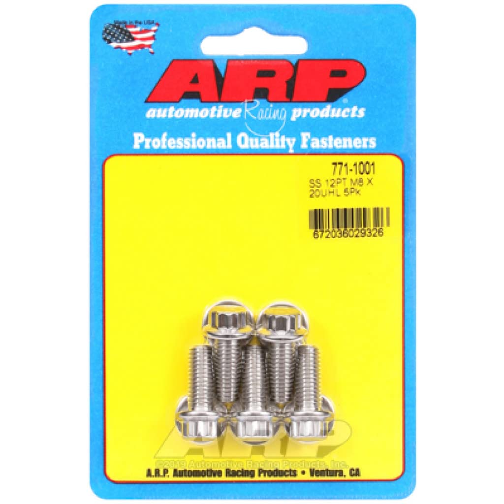 ARP 12pt Bolts M8 x 1.25 x 20 Stainless Steel 5/pkg
