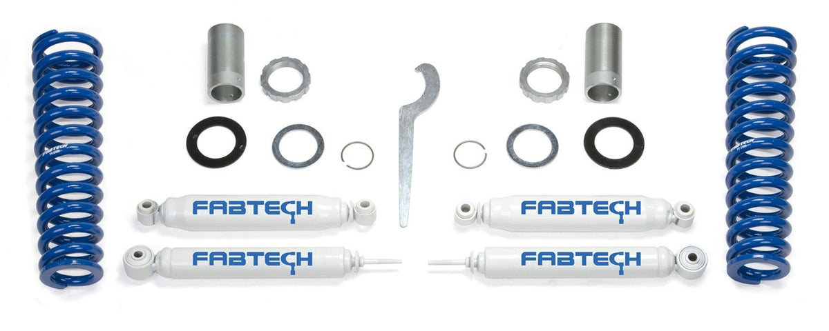 Fabtech K7012 Basic Coilover Lift System w/Performance Shocks Adjustable 0-2.5 in. Lift Incl Coils Rear Performance Shocks All Required Hardware Basic Coilover Lift System