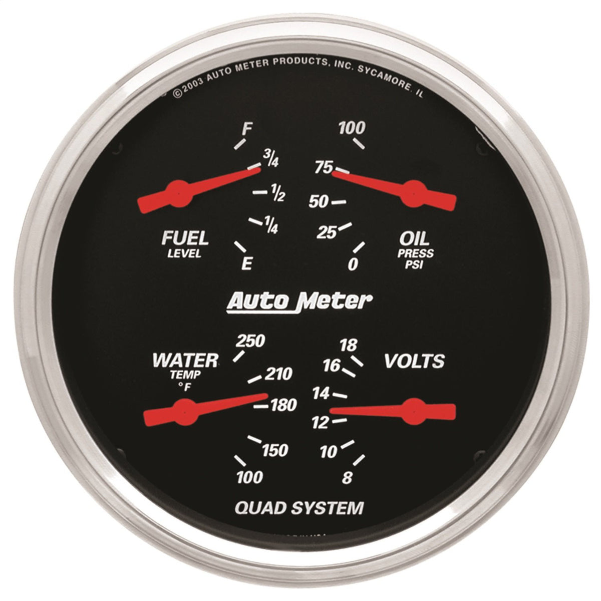 Auto Meter 1419 Designer Black Quad Gauge 5.000 in.