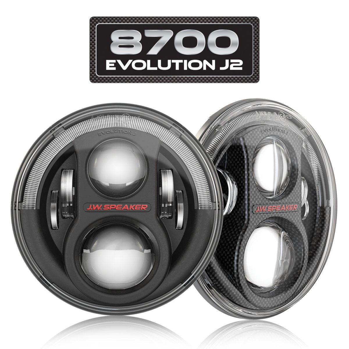 J.W. Speaker 8700 Evolution J2 Carbon Fiber 7" Round 8700 Evolution J2, 2 Pack, Black