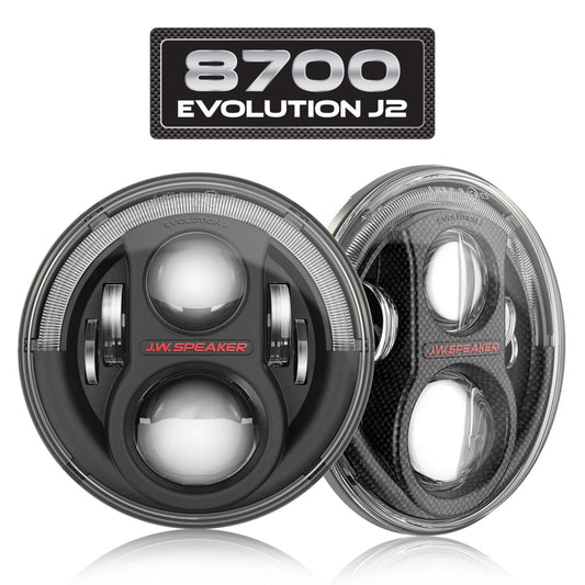 J.W. Speaker 8700 Evolution J2 Carbon Fiber 7" Round 8700 Evolution J2, 2 Pack, Black