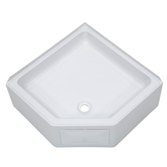 Lippert Replacement 27" x 27" White Corner Shower Pan with Center Drain for RVs, Travel Trailers, 5th Wheels, and Motorhomes - 325246