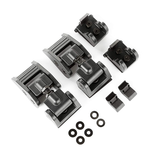 Rugged Ridge Hood Catch Kit for Jeep Wrangler/Gladiator | Aluminum, Black | 11210.21 | Fits 2018-2025 Jeep Wrangler JL; 2020-2025 Jeep Gladiator JT