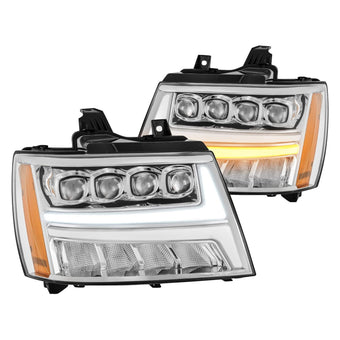 compare product AlphaRex 07-13 Chevy Avalanche NOVA LED Proj Headlights Plank Style Design Chrome w/Activ Light/DRL