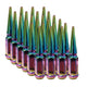 1/2" Spike Lug Nuts 3/4" Hex 111mm 6 Lug Install Kit Neo Chrome