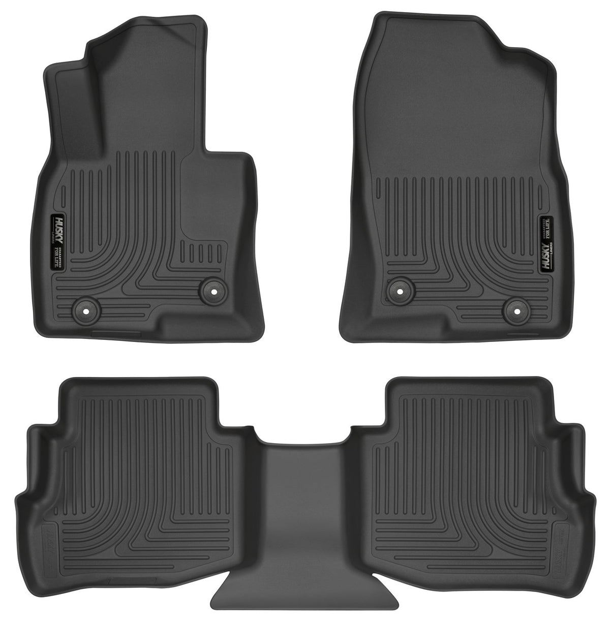 Husky Liners Weatherbeater Floor Mats | Fits 2016-2023 Mazda CX-9 | Front & 2nd Row, 3-pc Black - 95611