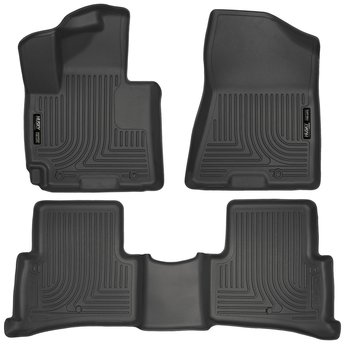 Husky Liners Weatherbeater Floor Mats | Fits 2016-2018 Hyundai Tucson | Front & 2nd Row, 3-pc Black - 99681