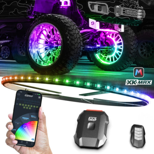 XKmax RGBW Wheel Ring Lite, Vehicle Accent Light with App Control, Multi-Color LED Lighting