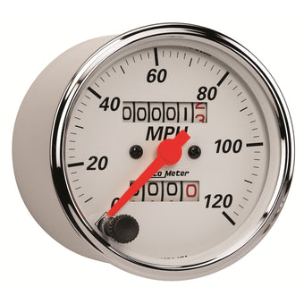 compare product Auto Meter 1396 Arctic White Mechanical Speedometer, 3.125 in.