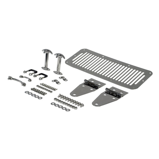Rugged Ridge | Hood Kit, Stainless Steel | 11101.01 | Fits 1976-1986 Jeep CJ; 1987-1995 Jeep Wrangler YJ
