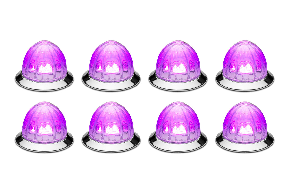 RoadWorks Hero Mini Watermelon 8 Pack Lights with Clear Lens and Purple LEDs, 2-Wire