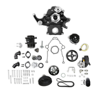 compare product Holley Gen III Hemi Swap Complete Front Accessory Serpentine Drive System, Mid-Mount with Water Pump, Alternator, A/C & Power Steering, VVT 2003-2008 5.7L & 2005-2010 6.1L Black 20-291BK