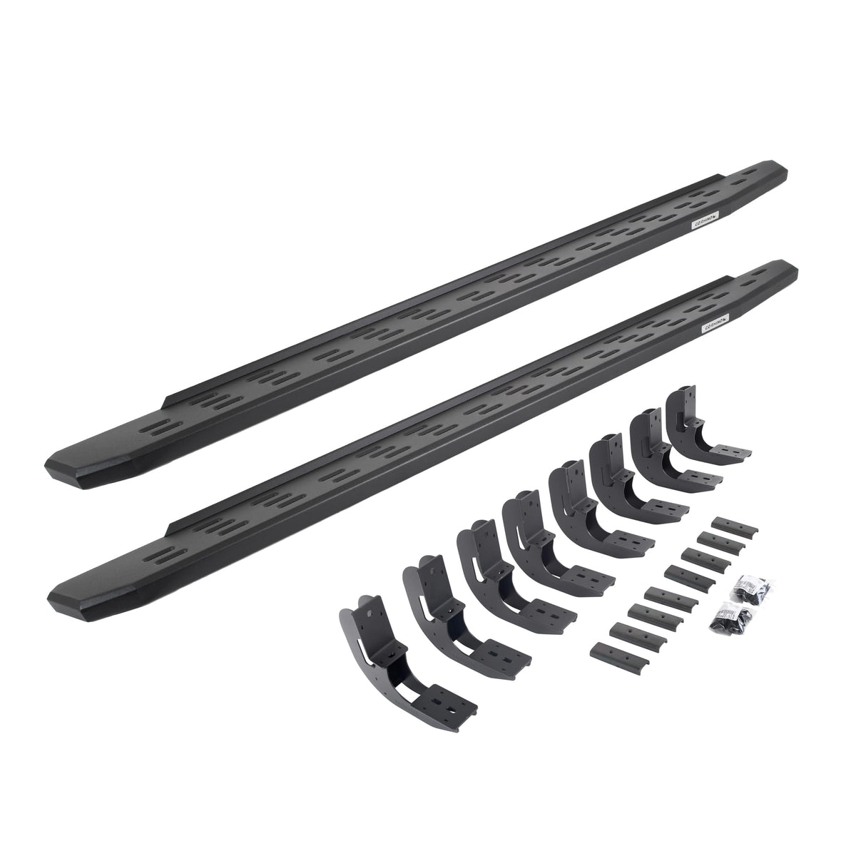 Go Rhino RB30 Running Boards & Brackets | Galvanized Steel, Textured Black | 69604880PC | Fits 2019-2025 Chevrolet Silverado & GMC Sierra Double Cab (See Description)