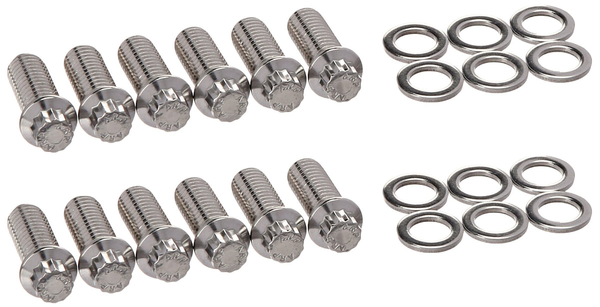 ARP 4001209 Header Bolts With 12-Point Heads, Polished Stainless Steel, Set Of 12