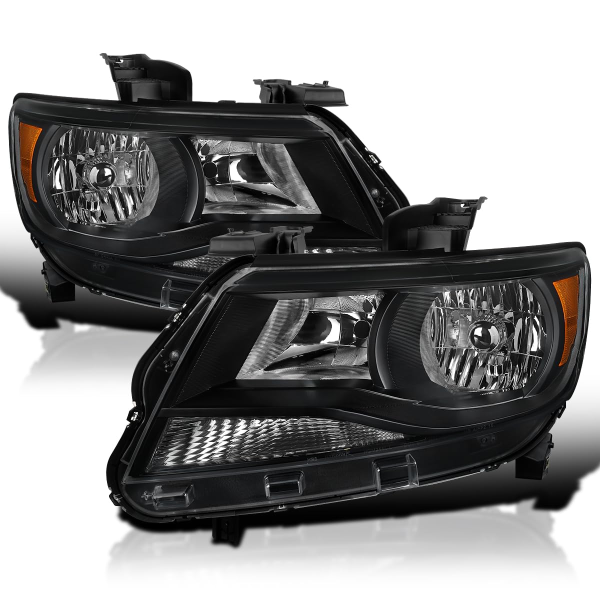 SPEC-D TUNING Black Halogen Headlights Factory Style Compatible with 2015-2022 Chevy Colorado, Left + Right Pair Headlamps Assembly