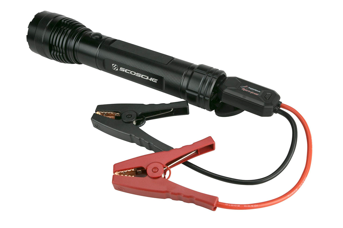 Scosche PBJF400 Portable Car Battery Jump Starter, 400A Battery Booster, 12V Battery Jumper Cables Kit for Car (3.5L Gasoline/2.0L Diesel Engines) Portable Power Bank with 1000 Lumen LED Flashight