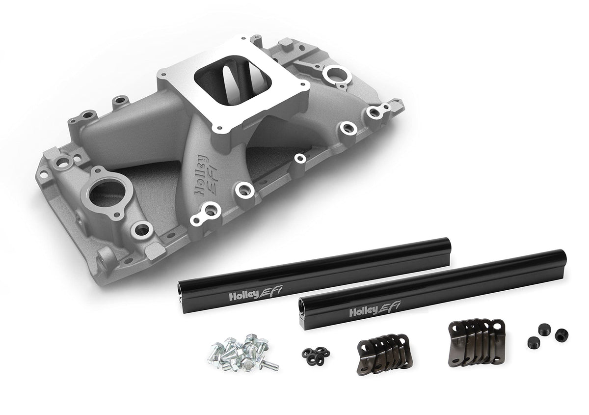 Holley Intake Manifold, EFI, Square Bore, Single Plane, Rectangle Port, Aluminum, Natural, Big Block Chevy, Each