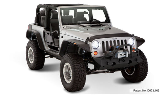 Bushwacker Jeep Flat Style Front & Rear Fender Flares | 4-Piece Set, Black, Textured Finish | 10919-07 | Fits 2007-2018 Jeep Wrangler JK 2-Door
