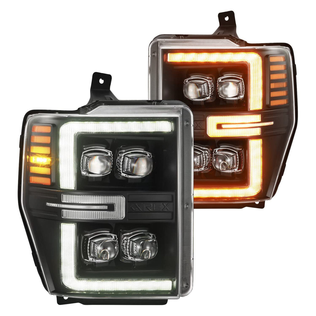 AlphaRex 08-10 Ford F250-550 NOVA-Series LED Projector Headlights Black w/Activ Light/Seq Signal