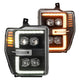 AlphaRex 08-10 Ford F250-550 NOVA-Series LED Projector Headlights Black w/Activ Light/Seq Signal