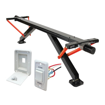 compare product Lippert PSX1 High-Speed RV Power Stabilizer Jack System with White Switch Kit, White Hatch Box, Automatic Adjustment, Powder-Coated Steel Frame, Up to 30