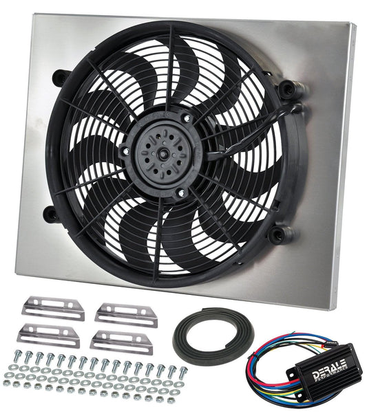 Derale DER66821 Pwm Single Rad Fan/Aluminum Shroud Assembly