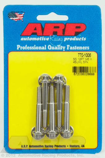 compare product ARP (770-1006) M6 x 1.00 x 45 12pt SS Bolts (5/pkg)