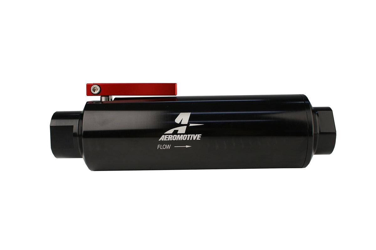 Aeromotive 12332 In-Line Shutoff Valve Fuel Filter with 100-Micron Stainless Mesh Element, ORB-12