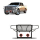 Black Horse RUGGED Heavy Duty Grille Brush Bumper Guard Modular Black Come With pair of 7.0"Dia.LED Lights with Red Trim Rings Compatible with 2019-2026 Ram 1500-RU-DORA19-B-PLR