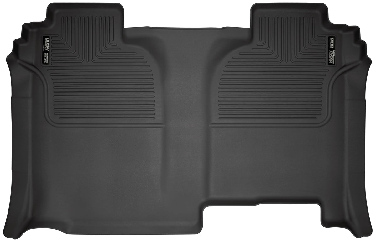 Husky Liners X-act Contour Floor Mats | Fits 2019 - 2025 Chevrolet Silverado & GMC Sierra 1500 Crew Cab; 2020 - 2025 Chevrolet Silverado & GMC Sierra 2500/3500 Crew Cab | 2nd Row, 1-pc Black - 52051