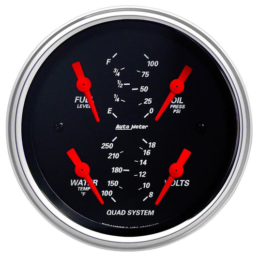 Auto Meter 1412 Designer Black Quad Gauge, 3.375 in.