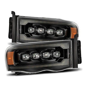 compare product AlphaRex 02-05 Dodge Ram 1500 NOVA LED Proj Headlights Alpha Black w/Activ Light/Seq Signal