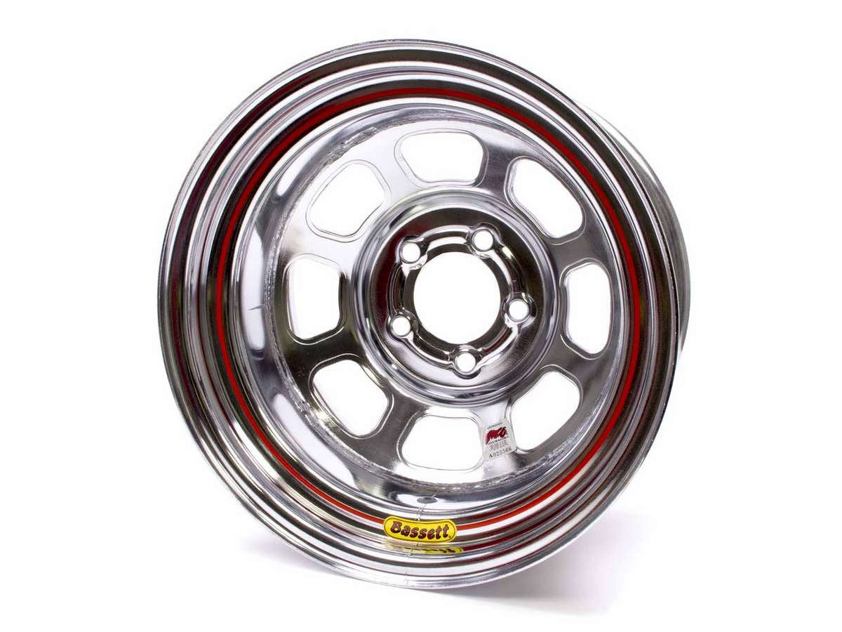 Bassett 15" x 8", 5-on-4.75", 3 Off IMCA Chrome Wheel 58DC3IC