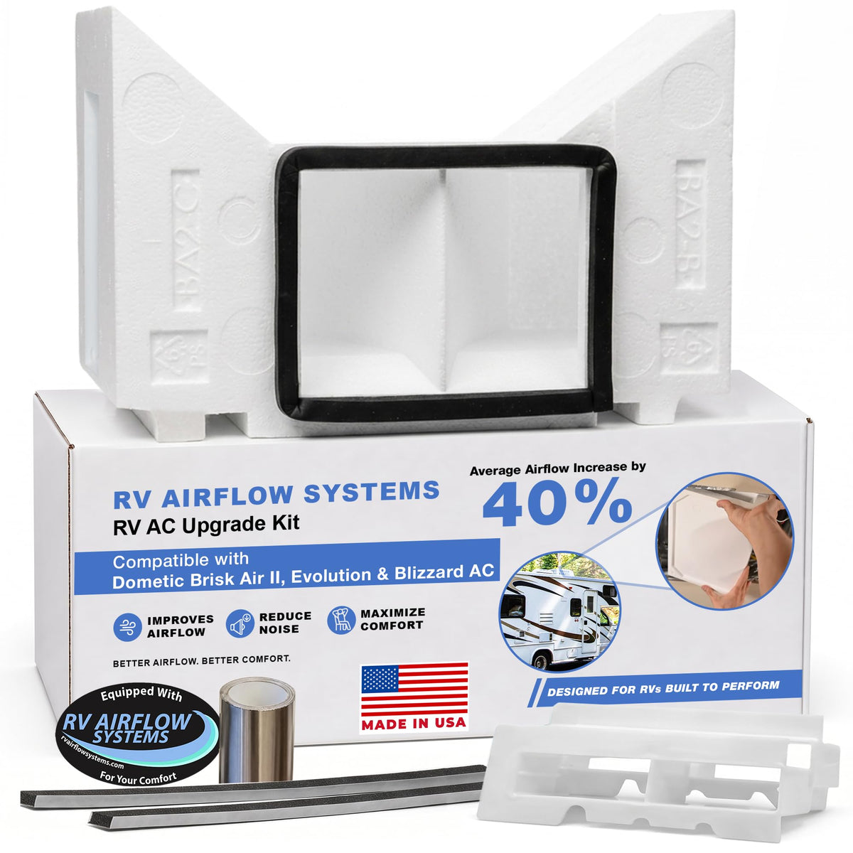 RV Airflow Compatible with Dometic Brisk II, Blizzard RV AC Upgrade Kit
