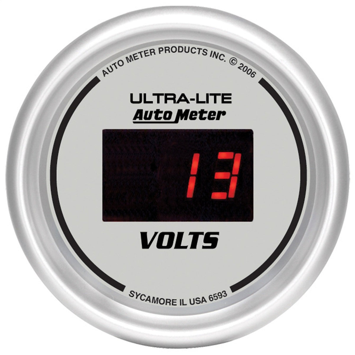 Auto Meter 6593 Digital Silver 2-1/16" 8-18 Volts Voltmeter Gauge