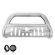Black Horse Bull Bar Skid Plate Stainless Steel Come with Pair of 5.3" Dia. LED Flood Lights w/ Black Trim Rings Compatible with 2016-2023 Jeep Renegade-BBJPRE-SP-PLFB