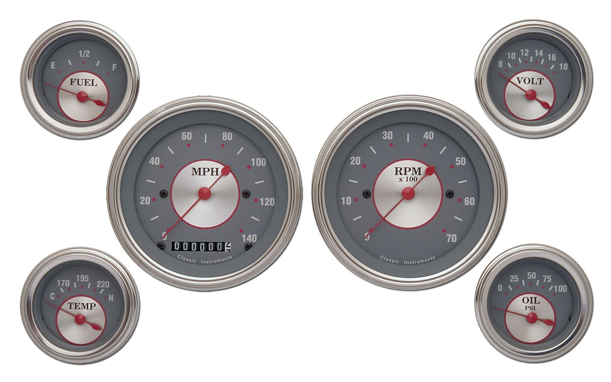 Classic Instruments SS01SLC Silver Series 6 Gauge Set - GM