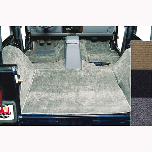 Rugged Ridge Deluxe Carpet Kit -Fits 1976-1995 Jeep CJ & Wrangler YJ - Tufted Polypropylene Carpet With Jute Backing & Sound Deadening Properties - Gray