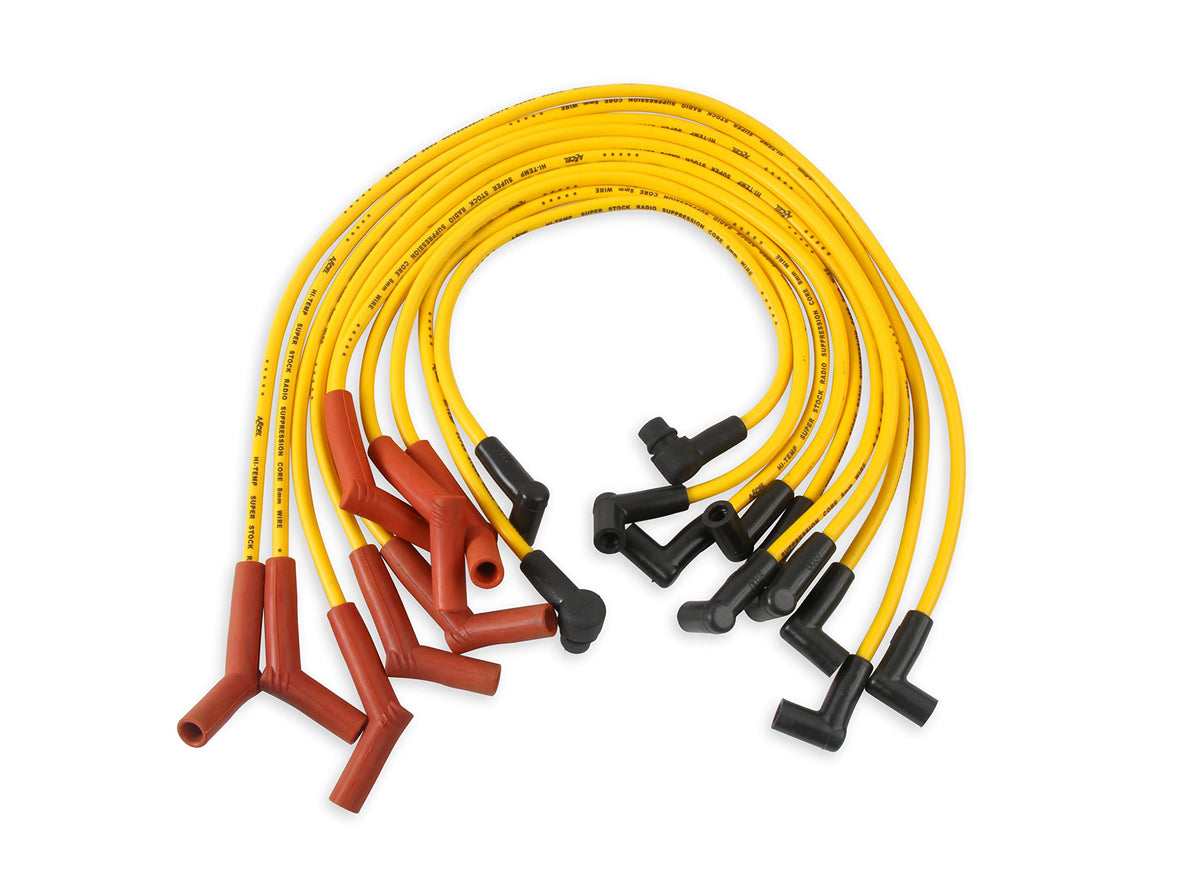 ACCEL 4056 SuperStock 4000 8mm Spark Plug Wire Set, 135° Boots, Yellow