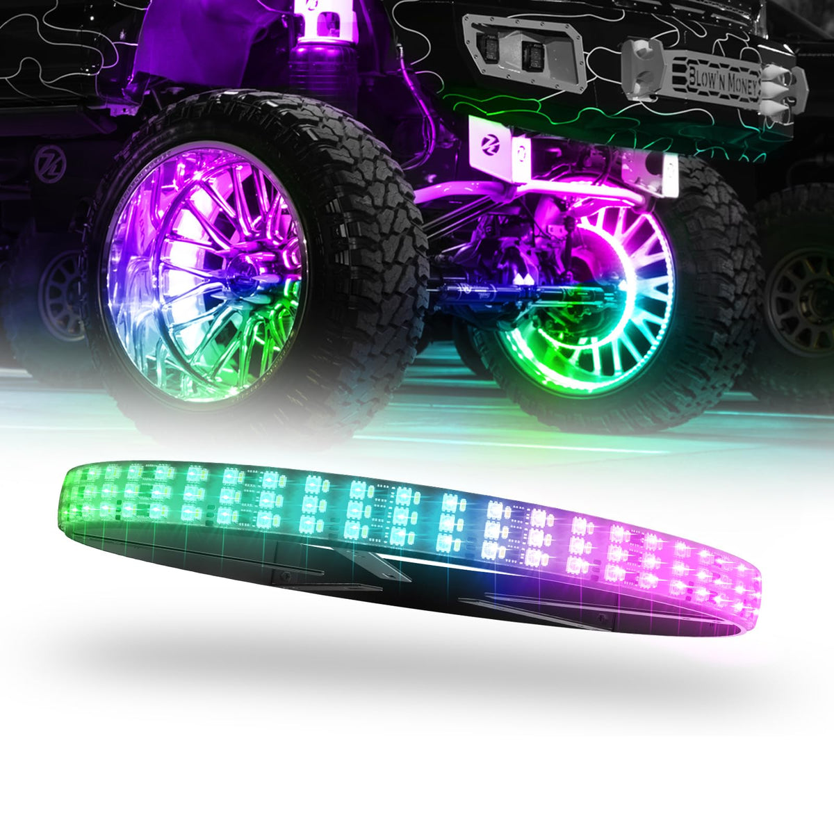 XKmax LED Ultra 3-Row Wheel Ring Lights with RGBW Color Chasing | App-Controlled