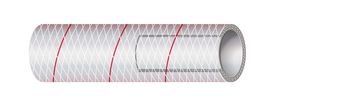 Sierra International All Clear PVC Tubing Polyester Reinforced (Red-Tracer) 5/8" x 50' 16-162-0586 All Clear PVC Tubing Polyester Reinforced (Red-Tracer) 5/8" x 50',