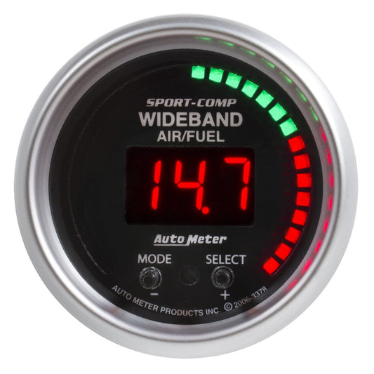 Auto Meter 3378 Sport-Comp 2-1/16" Full Sweep Electric Wideband Air/Fuel Kit with Sensor