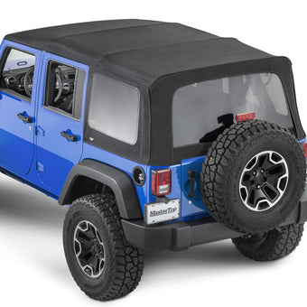 compare product MasterTop Premium Replacement Fabric Only Soft Top - Fits Jeep Wrangler JK 4-Door 2010-2018 - Zip Up Removable Windows - DOT Approved 31% Window Tint - Upgraded Cable Style Design, Black MasterTwill
