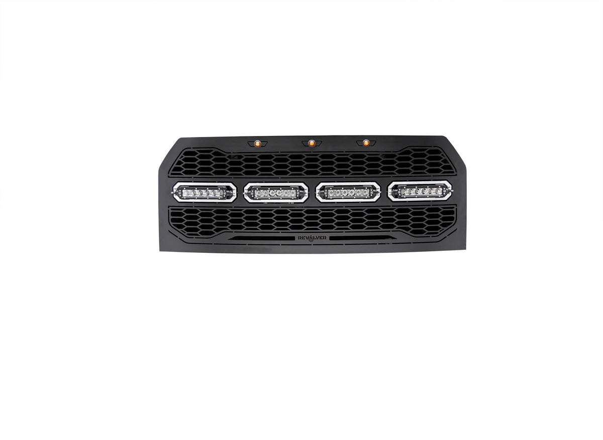 T-Rex Grilles 2015-2017 F-150 Revolver Grille, Black, 1 Pc, Replacement with (4) 6" LEDs, Does Not Fit Vehicles with Camera - PN #6515731