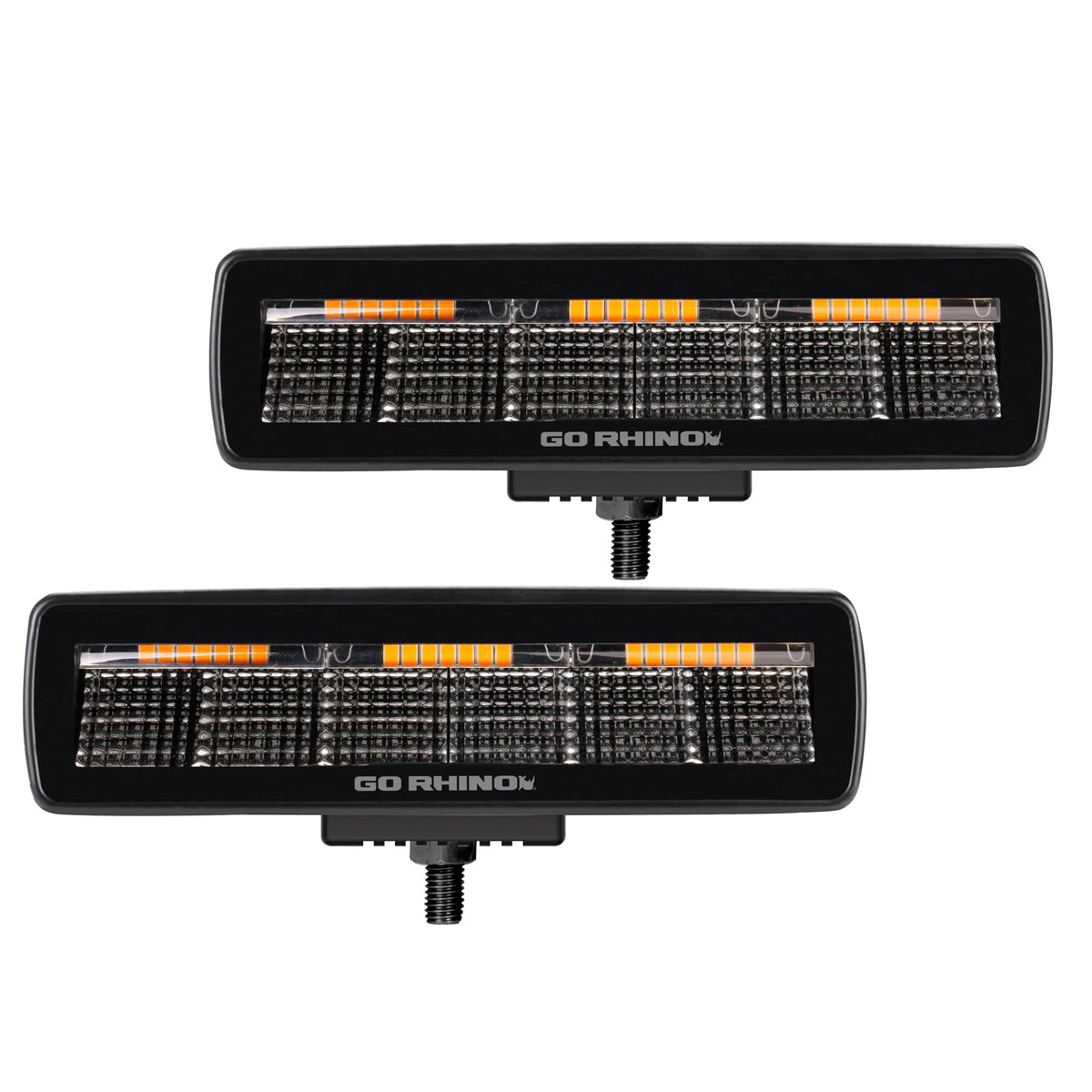 Go Rhino Xplor Lighting: Blackout Combo Series Sixline Flood Light (Pair) | Surface Mount (Threaded Stud Mount) Aluminum, Black | 750600622FBS