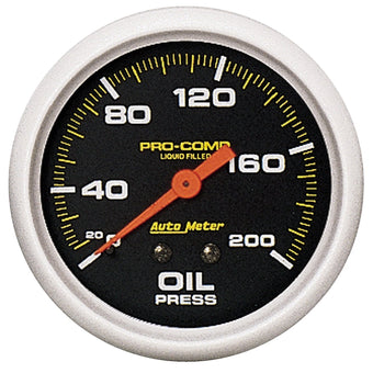 compare product Auto Meter 5422 Pro-Comp; Liquid-Filled Mechanical Oil Pressure Gauge; 2 5/8 in; 0-200 psi; Incl. 1/8/0.25 in. NPT Fittings; 6 ft. Nylon Tubing;